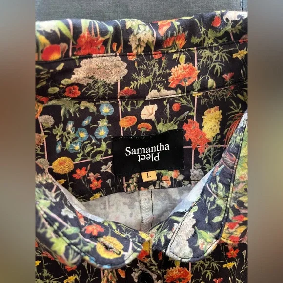 Samantha Pleet floral grid crop blouse with scallop hem - L - Picture 3 of 5